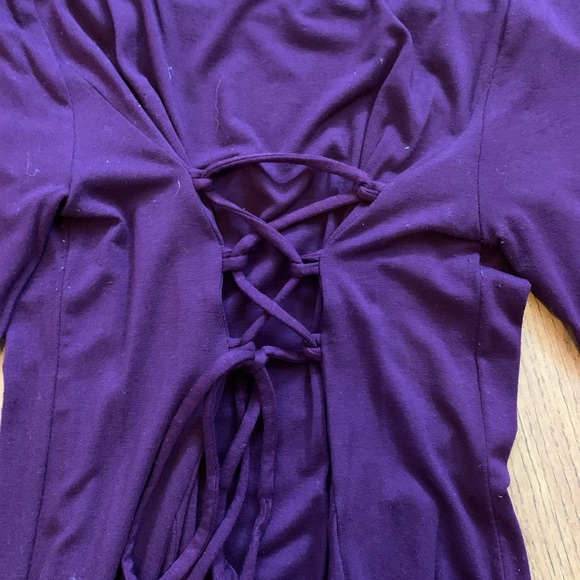Burgundy dress with corset like ties in the back - Picture 4 of 10